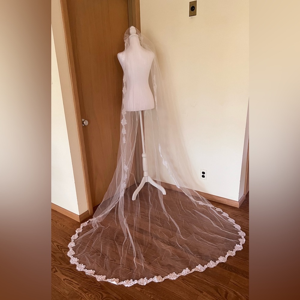Toni Federici Full Length Alencon Lace Veil / Mantilla
